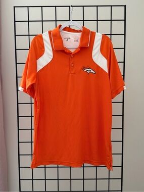 Antigua Orange and White Denver Broncos Polo